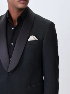 Smokings En Feestkleding|Blazers En Business-Jasjes*Next - Slim Fit Jacquard Tuxedo Suit Jacket Zwart