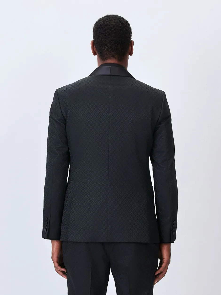 Smokings En Feestkleding|Blazers En Business-Jasjes*Next - Slim Fit Jacquard Tuxedo Suit Jacket Zwart