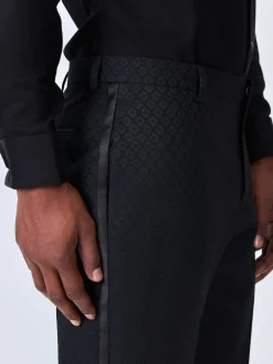 Smokings En Feestkleding|Next - Slim Fit Jacquard Suit Trousers Zwart