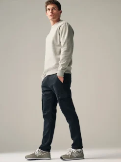 Broeken En Chino's*Next - Slim Fit Motionflex Strech Cargo Trousers Zwart