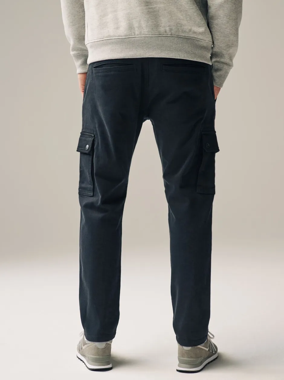 Broeken En Chino's*Next - Slim Fit Motionflex Strech Cargo Trousers Zwart