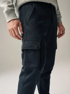 Broeken En Chino's*Next - Slim Fit Motionflex Strech Cargo Trousers Zwart