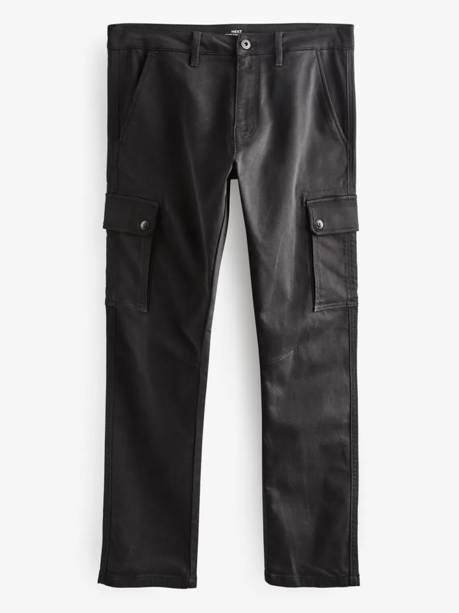 Broeken En Chino's*Next - Slim Fit Motionflex Strech Cargo Trousers Zwart