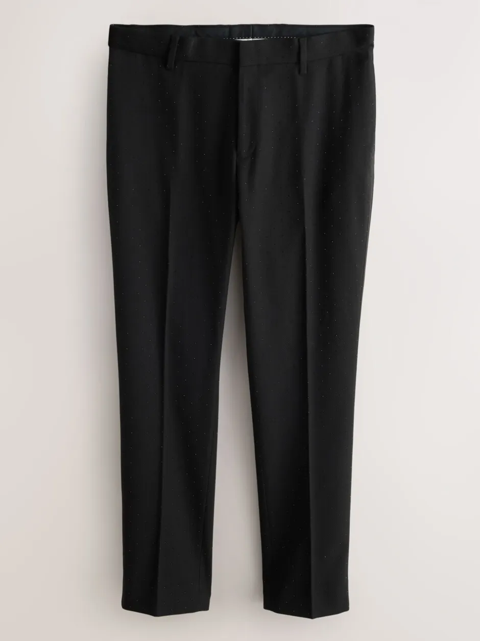 Smokings En Feestkleding|Next Zwart - Slim Fit Sequin Tuxedo Suit Trousers