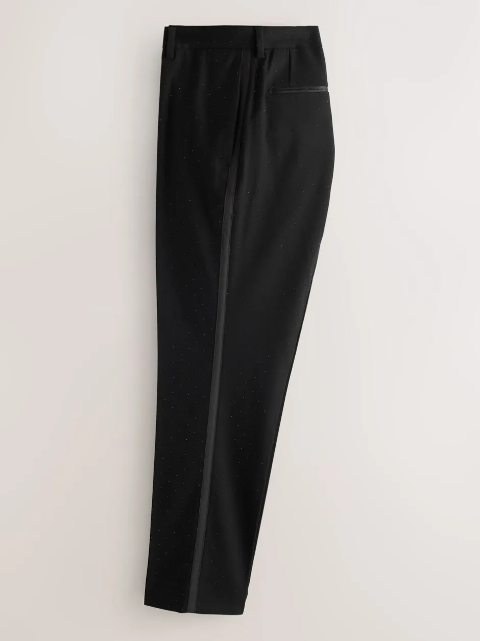 Smokings En Feestkleding|Next Zwart - Slim Fit Sequin Tuxedo Suit Trousers