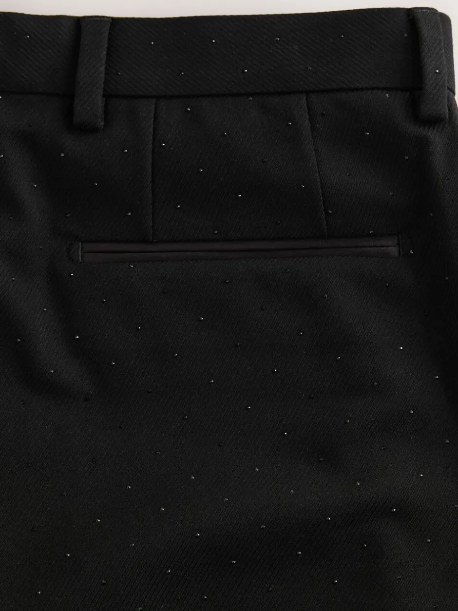 Smokings En Feestkleding|Next Zwart - Slim Fit Sequin Tuxedo Suit Trousers