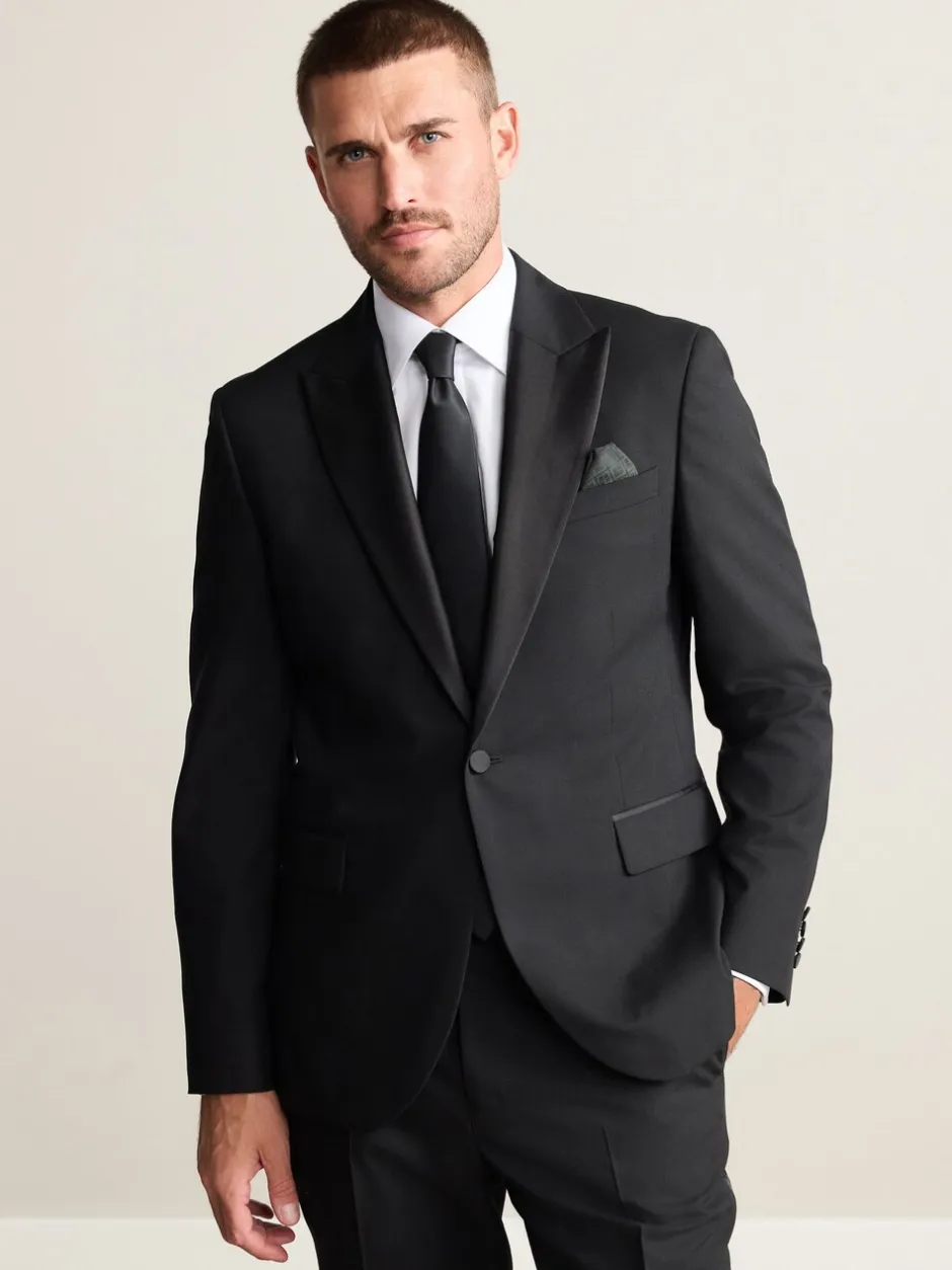 Smokings En Feestkleding|Next Zwart - Slim Fit Signature Nova Fides 100% Italian Wool Tuxedo Suit Jacket