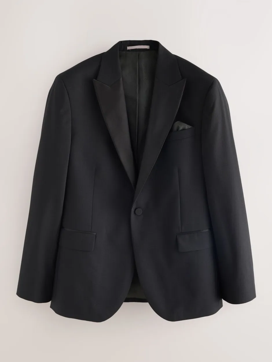 Smokings En Feestkleding|Next Zwart - Slim Fit Signature Nova Fides 100% Italian Wool Tuxedo Suit Jacket