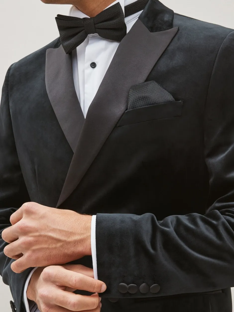 Blazers En Business-Jasjes|Smokings En Feestkleding*Next Zwart - Slim-fit fluwelen blazer met dubbele rij knopen