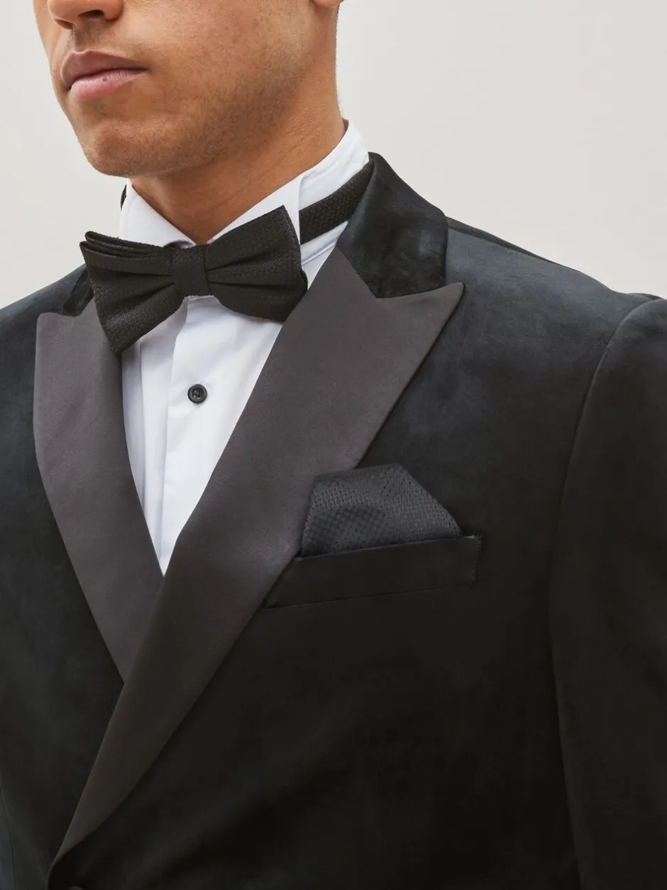 Blazers En Business-Jasjes|Smokings En Feestkleding*Next Zwart - Slim-fit fluwelen blazer met dubbele rij knopen