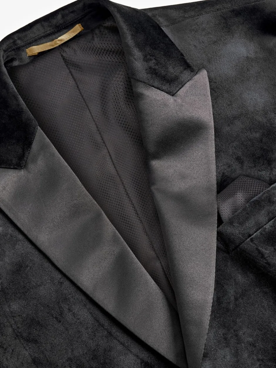 Blazers En Business-Jasjes|Smokings En Feestkleding*Next Zwart - Slim-fit fluwelen blazer met dubbele rij knopen