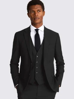 Blazers En Business-Jasjes|Pakken*MOSS - Smal - - Stretch colbert Zwart