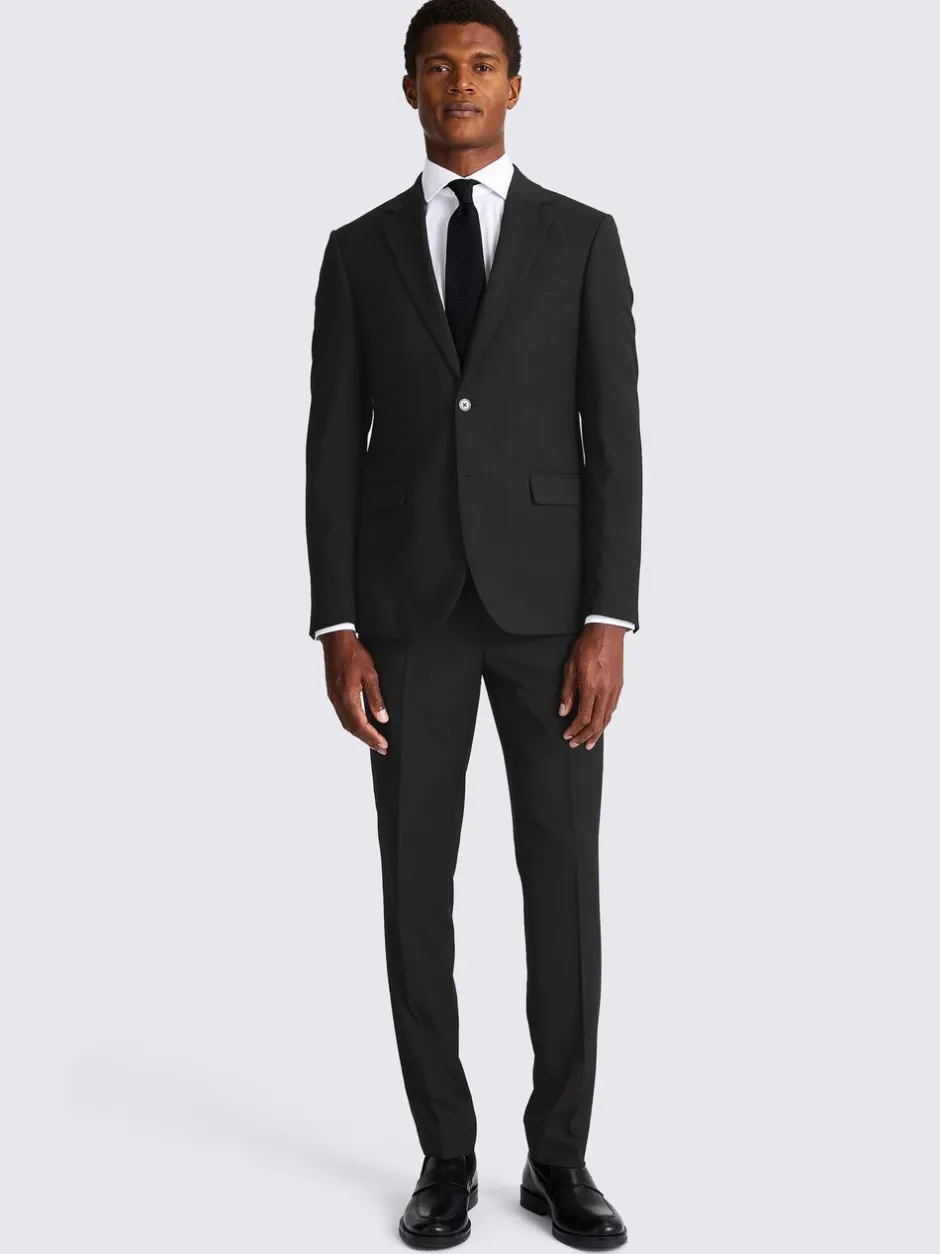 Blazers En Business-Jasjes|Pakken*MOSS - Smal - - Stretch colbert Zwart