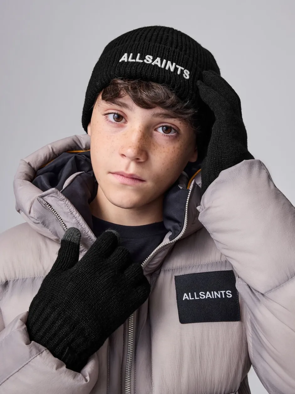 Mutsen, Handschoenen En Sjaals|smALLSAINTS - Logo Beanie and Gloves Set Zwart