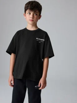 T-Shirts|Tops|smALLSAINTS Zwart - Oversized Underground T-shirt van katoen met ronde hals