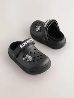 Pantoffels|smALLSAINTS - Print Borg Lined Clog Slippers Zwart