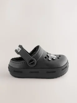 Pantoffels|smALLSAINTS - Print Borg Lined Clog Slippers Zwart