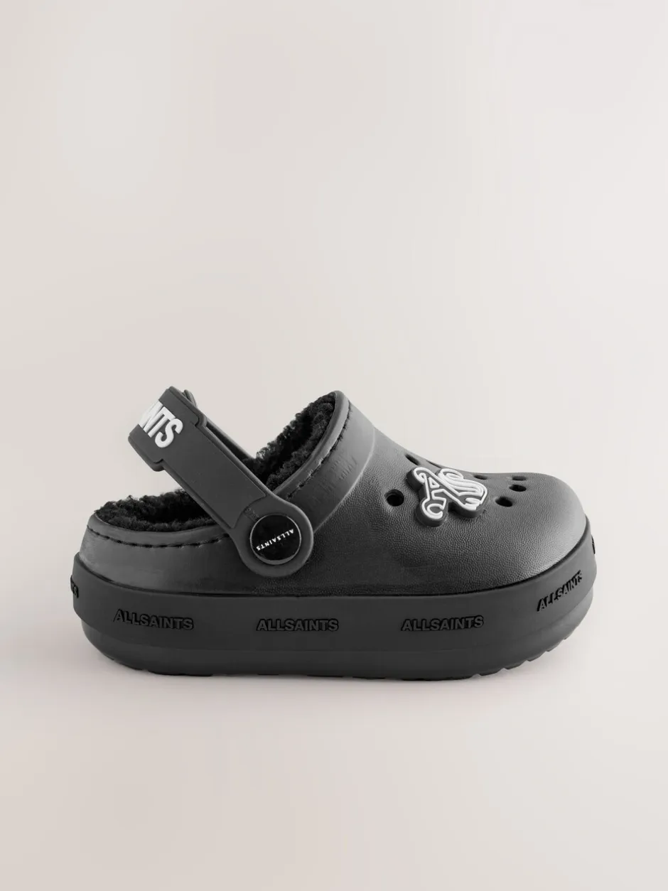 Pantoffels|smALLSAINTS - Print Borg Lined Clog Slippers Zwart