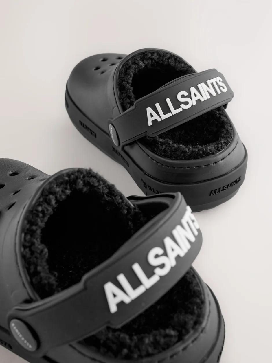 Pantoffels|smALLSAINTS - Print Borg Lined Clog Slippers Zwart