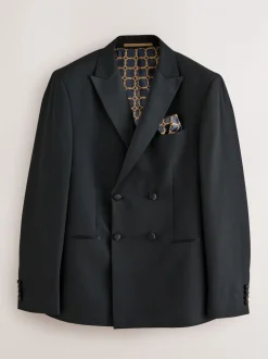 Smokings En Feestkleding|Blazers En Business-Jasjes|Next Zwart - Smokingjasje met dubbele rij knopen