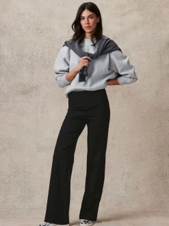 Broeken*Next - Smoothing Ponte Jersey Broek met Wijde Pijpen Zwart