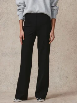 Broeken*Next - Smoothing Ponte Jersey Broek met Wijde Pijpen Zwart
