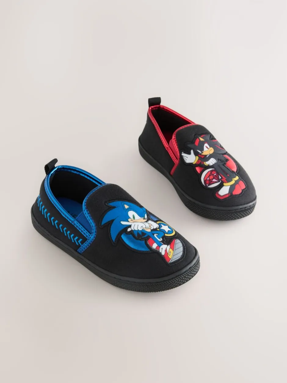 Pantoffels|Nachtkleding En Pyjama's*Next Zwart - Sonic pantoffels met omgevende zool