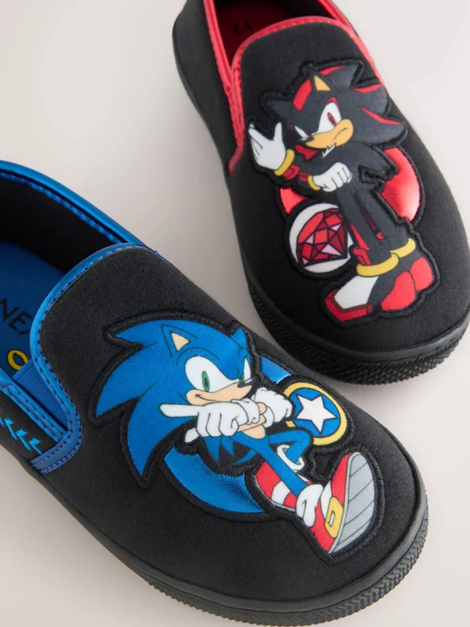 Pantoffels|Nachtkleding En Pyjama's*Next Zwart - Sonic pantoffels met omgevende zool