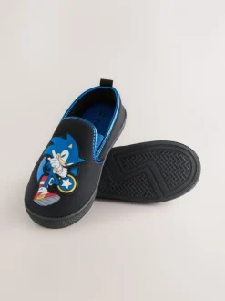 Pantoffels|Nachtkleding En Pyjama's*Next Zwart - Sonic pantoffels met omgevende zool