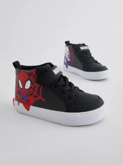 Boots|Next Zwart - Spidey And Friends laarzen met klittenbandsluiting en elastische veters