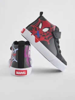 Boots|Next Zwart - Spidey And Friends laarzen met klittenbandsluiting en elastische veters