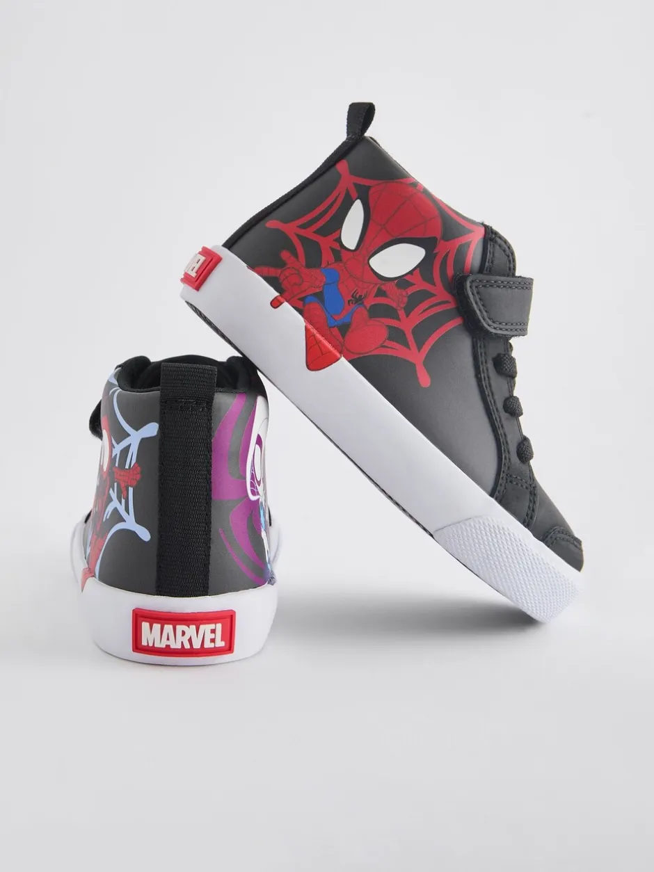 Boots|Next Zwart - Spidey And Friends laarzen met klittenbandsluiting en elastische veters