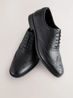 Schoenen|Formele Schoenen*Next - Standaard pasvorm - Leren Oxford brogues Zwart
