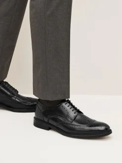 Schoenen|Formele Schoenen*Next - Standaard pasvorm - Leren derby-brogues Zwart