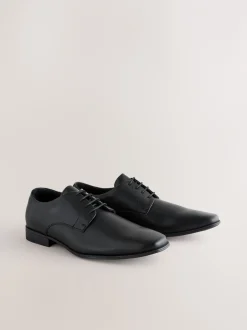Schoenen|Formele Schoenen*Next - Standaard pasvorm - Smalle derbyschoenen met rechte neus Zwart