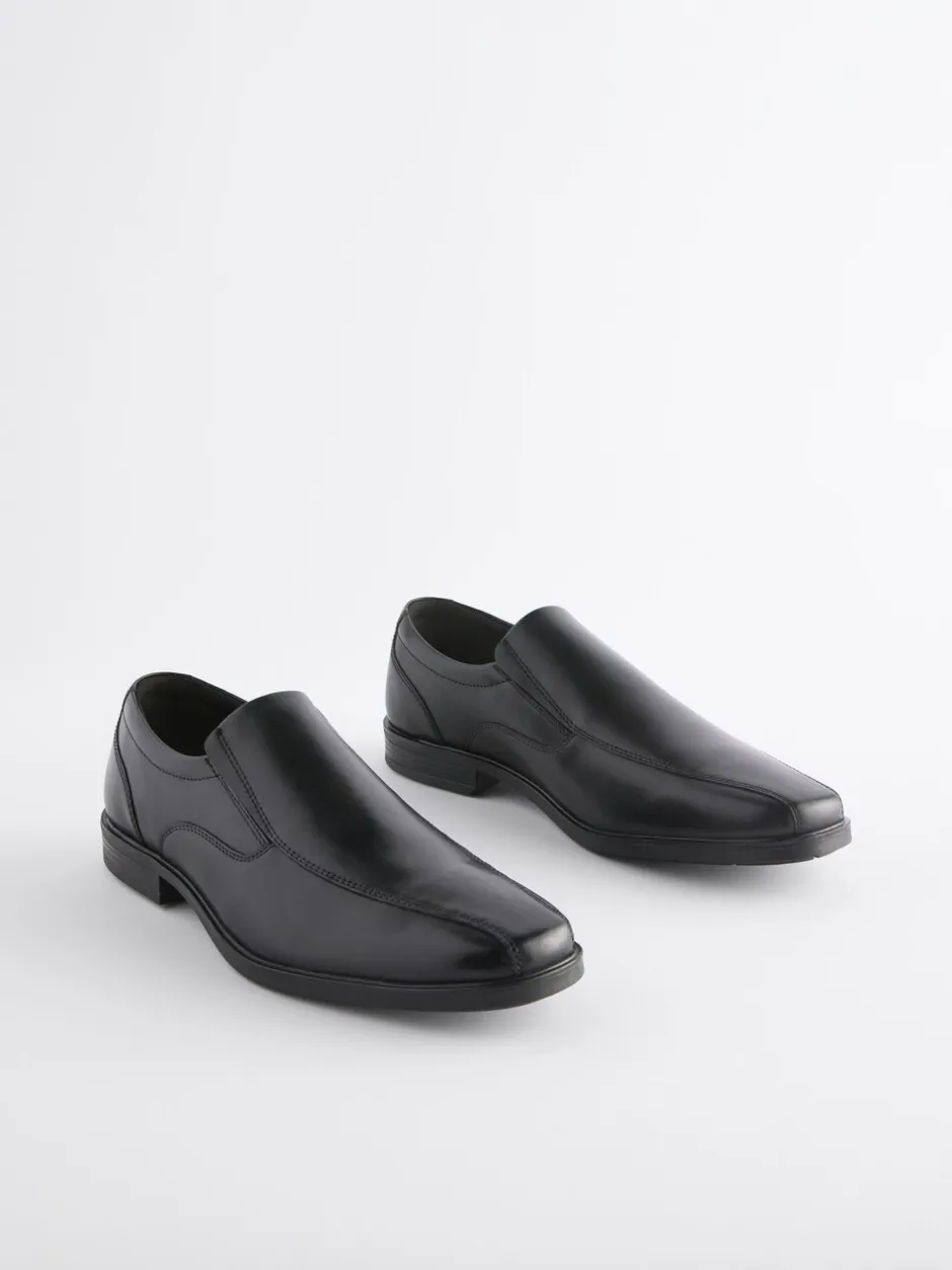 Schoenen|Formele Schoenen|Next Zwart - Standaard pasvorm - Leren instapschoenen met inzetstuk