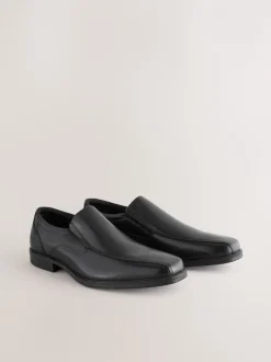 Schoenen|Formele Schoenen|Next Zwart - Standaard pasvorm - Leren instapschoenen met inzetstuk