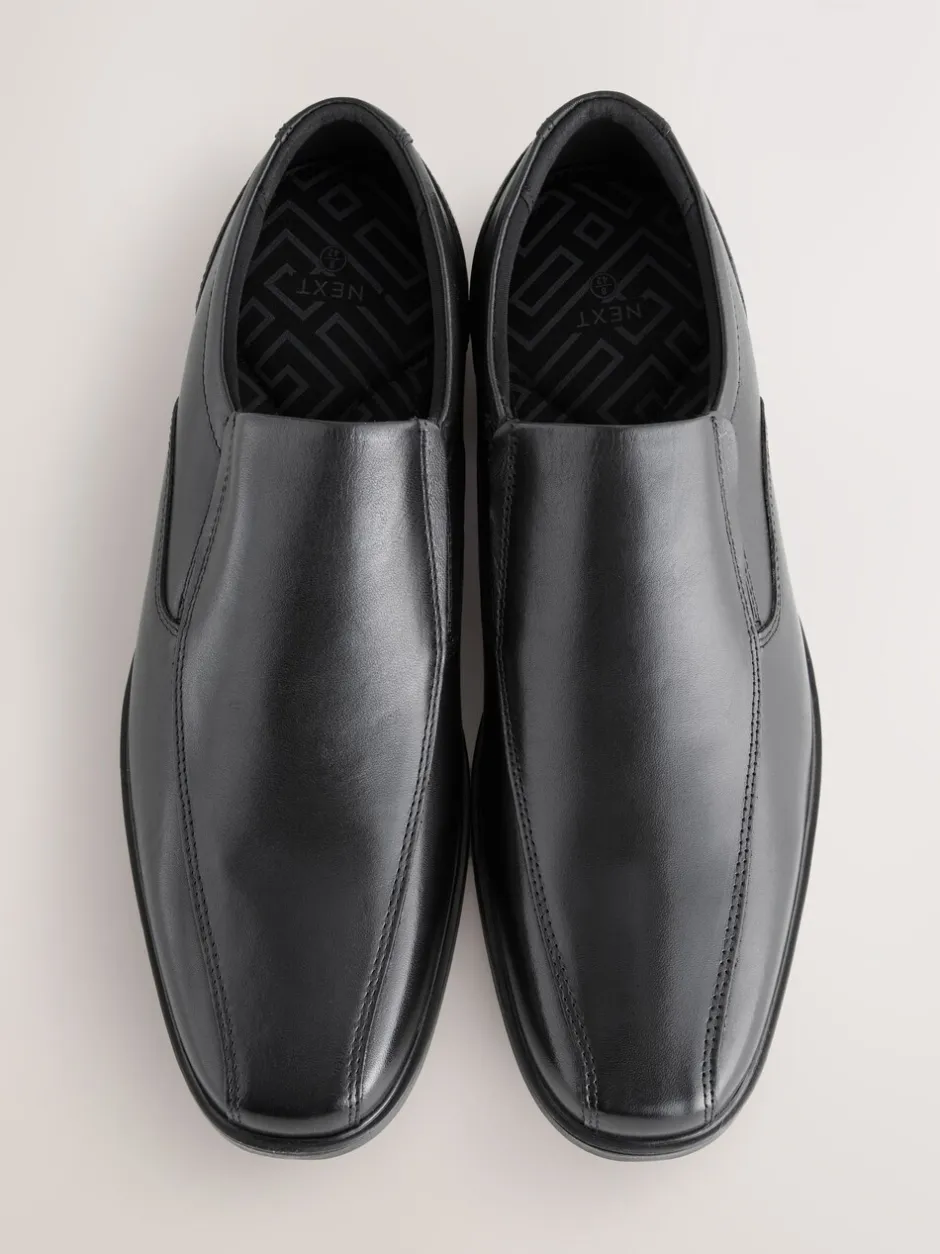 Schoenen|Formele Schoenen|Next Zwart - Standaard pasvorm - Leren instapschoenen met inzetstuk