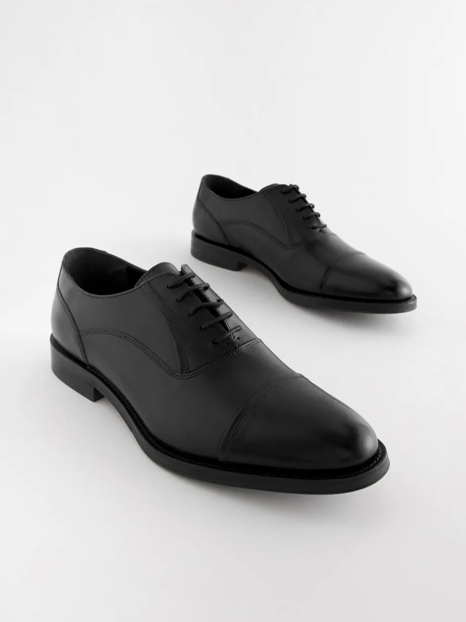 Schoenen|Formele Schoenen*Next Zwart - Standaard pasvorm - Leren Oxford schoenen met neusstuk