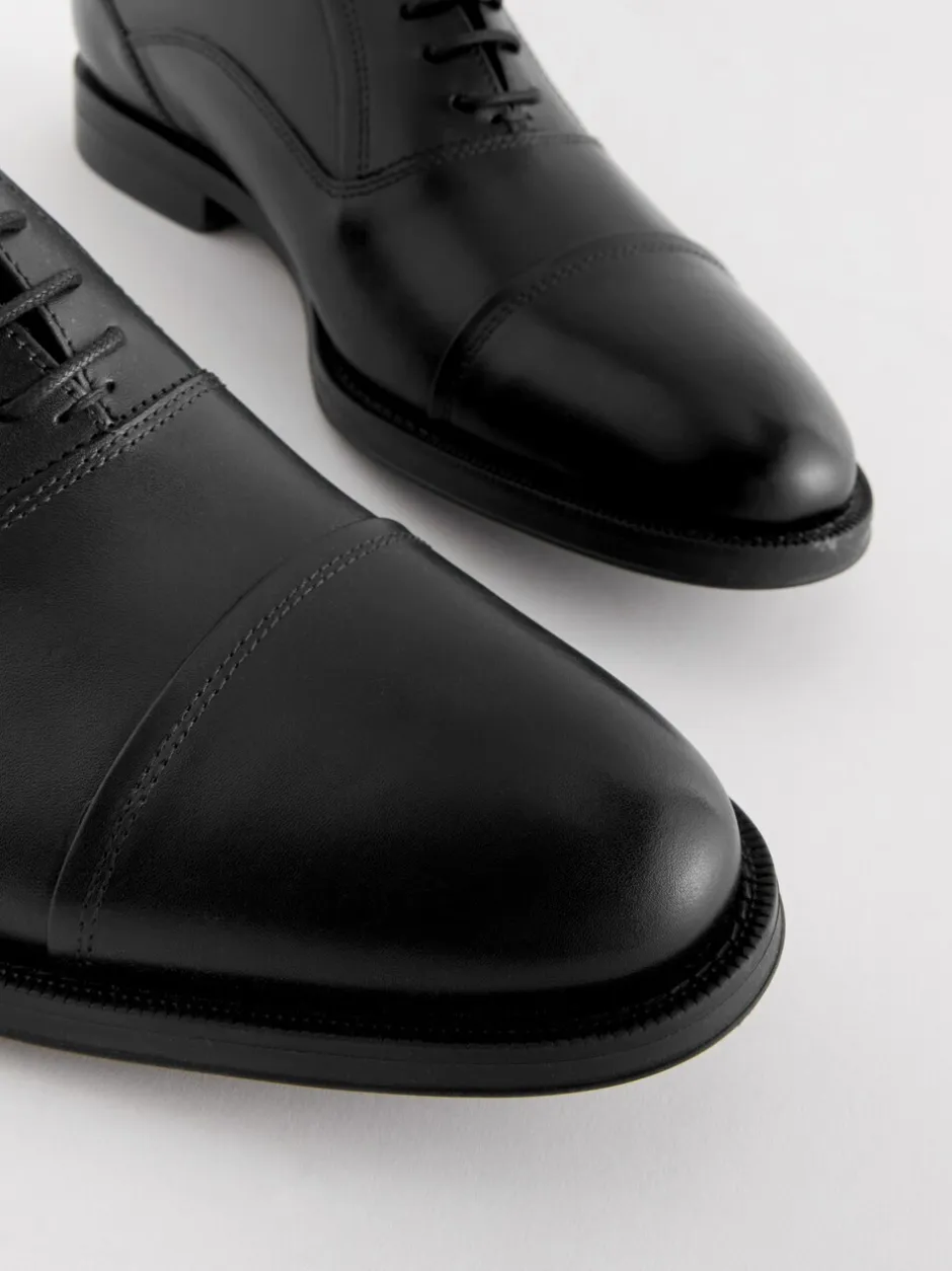 Schoenen|Formele Schoenen*Next Zwart - Standaard pasvorm - Leren Oxford schoenen met neusstuk
