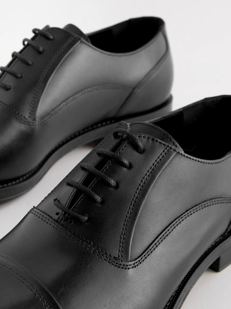 Schoenen|Formele Schoenen*Next Zwart - Standaard pasvorm - Leren Oxford schoenen met neusstuk