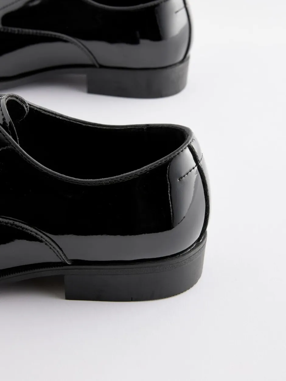 Schoenen|Formele Schoenen|Next Zwart - Standaard pasvorm - Lakleren Oxford-schoenen met neusstuk