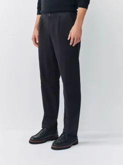 Broeken En Chino's|Next - Straight fit - Pleated Stretch Chinos Trousers With Elasticated Waist Zwart