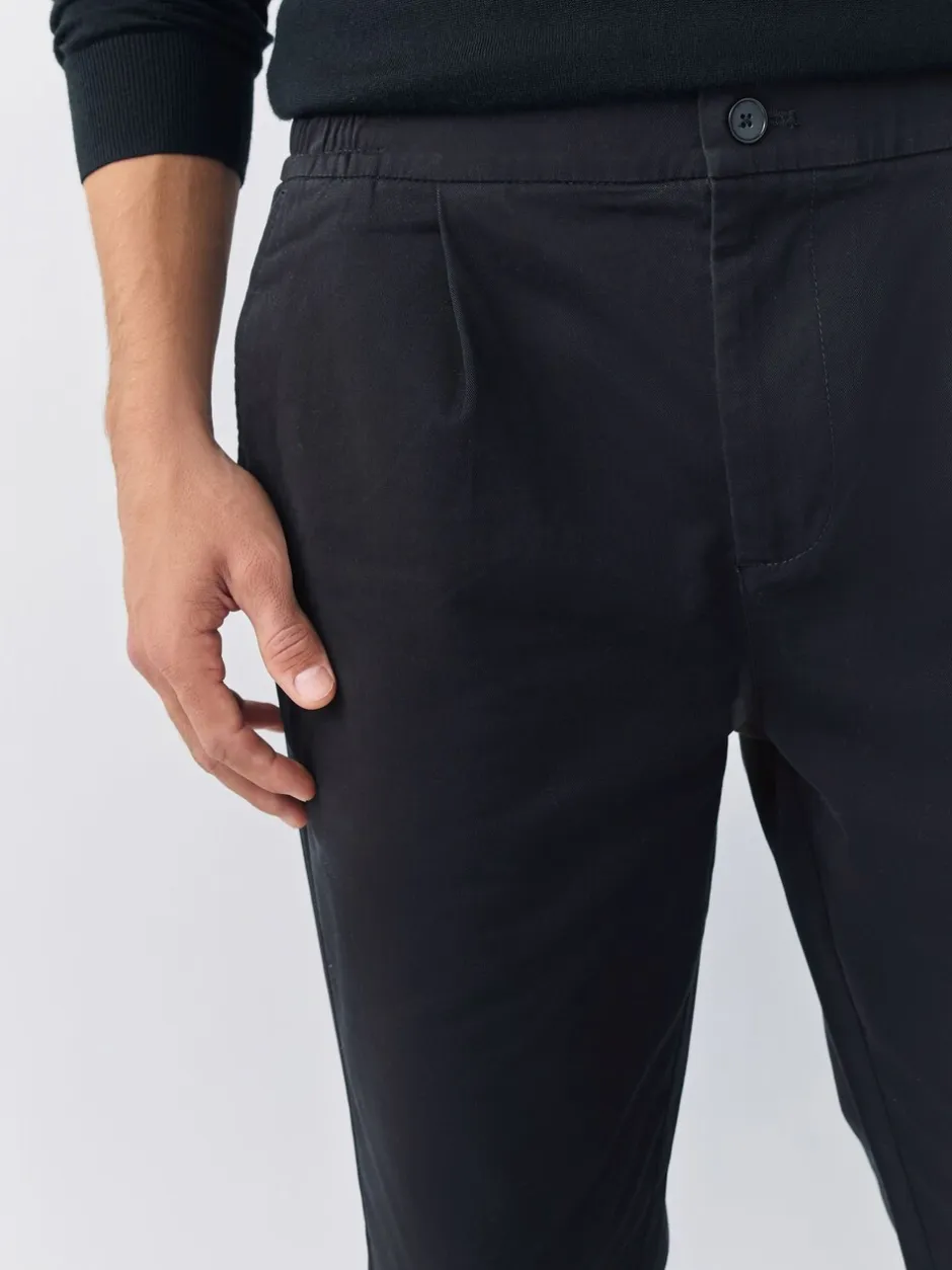 Broeken En Chino's|Next - Straight fit - Pleated Stretch Chinos Trousers With Elasticated Waist Zwart