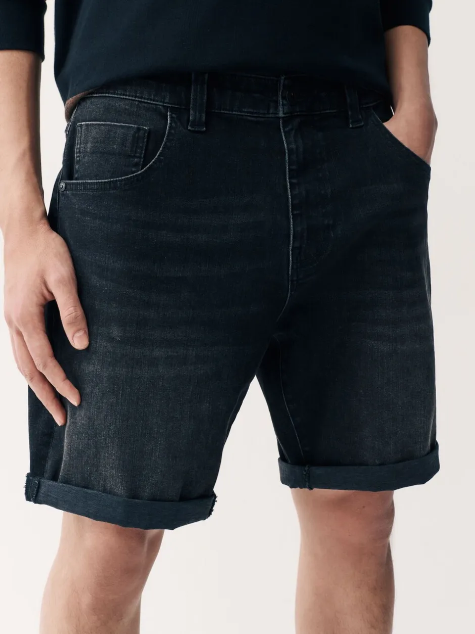 Shorts|Next - Straight fit - Stretch denim short Zwart