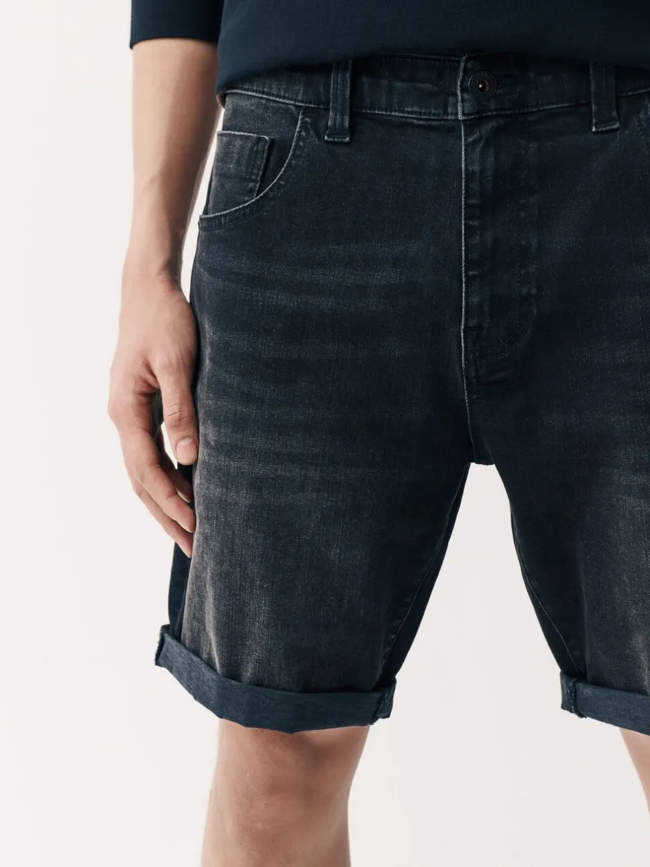 Shorts|Next - Straight fit - Stretch denim short Zwart