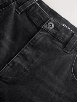 Shorts|Next - Straight fit - Stretch denim short Zwart