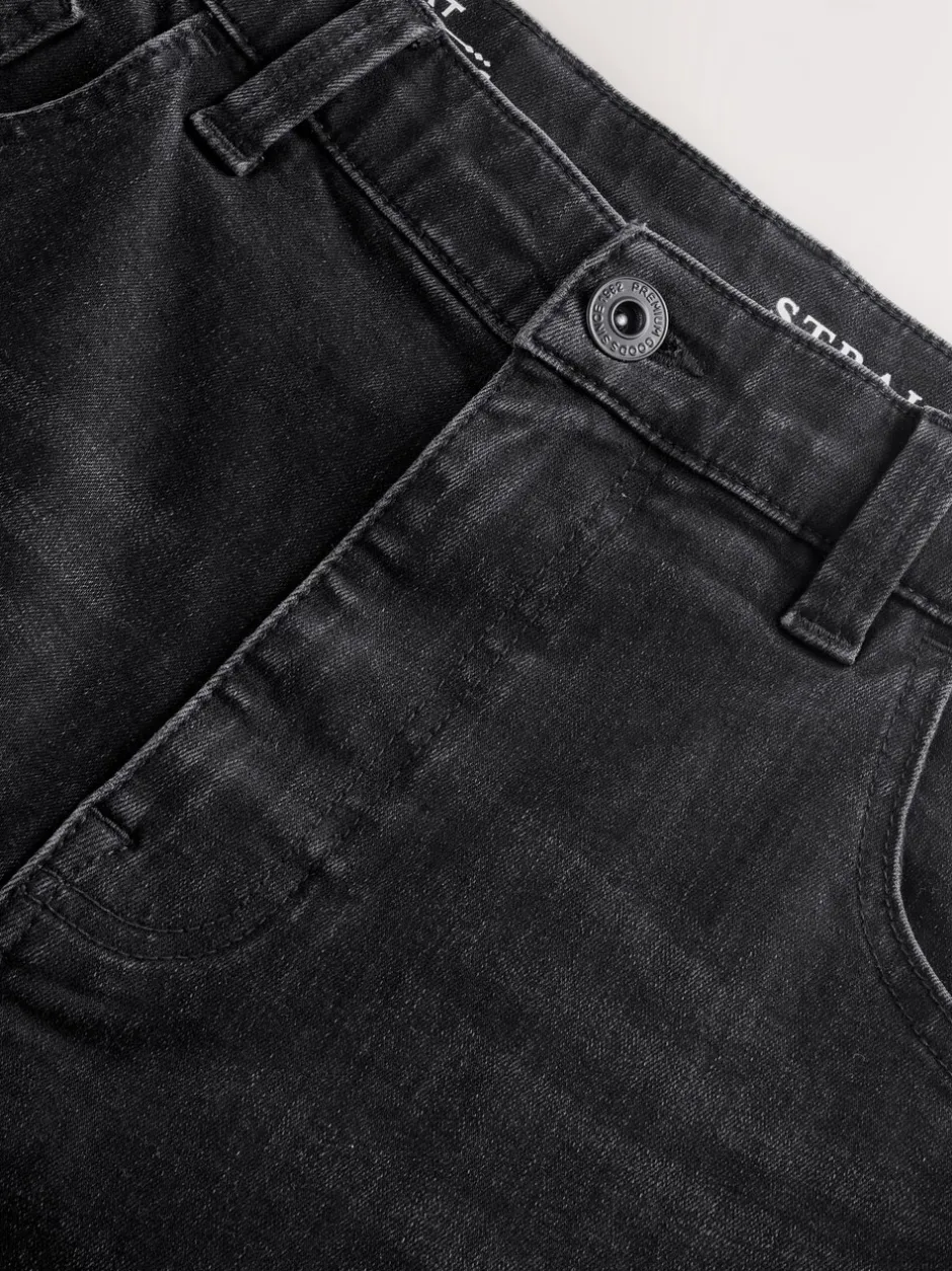 Shorts|Next - Straight fit - Stretch denim short Zwart