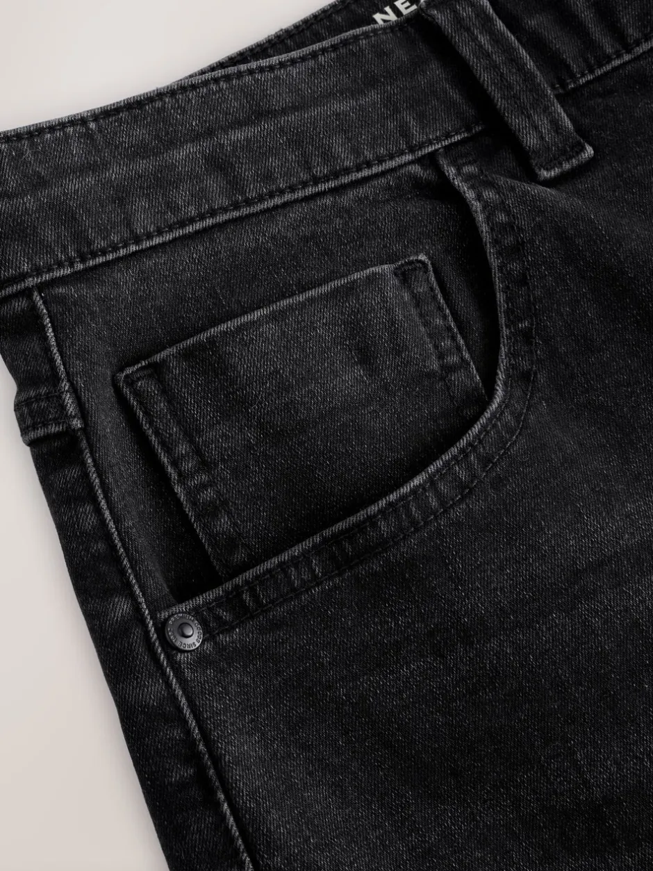 Shorts|Next - Straight fit - Stretch denim short Zwart