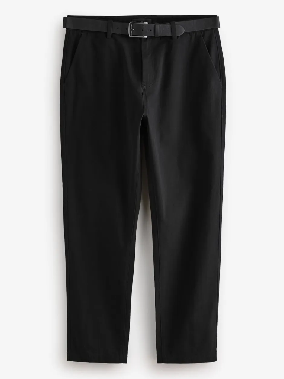 Broeken En Chino's*Next - Straight fit - Zachte chino met riem Zwart